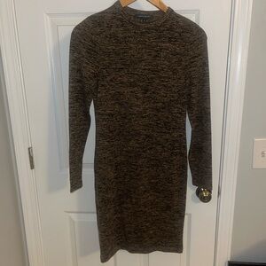 French Connection Brown Long Sleeve Dress, Small